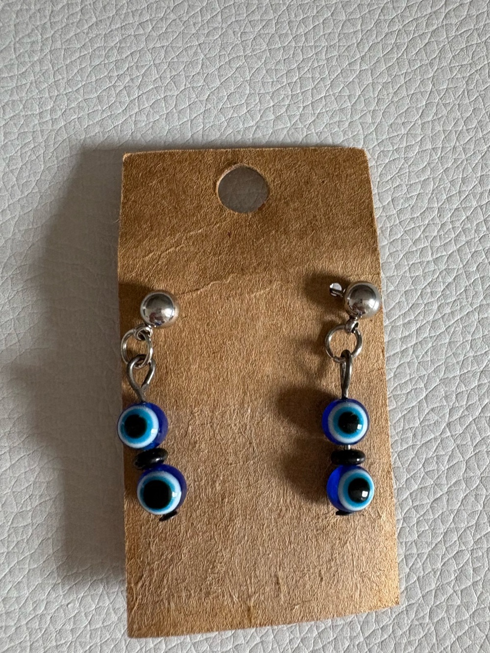 Blue Evil Eye Drop Earrings - never worn
